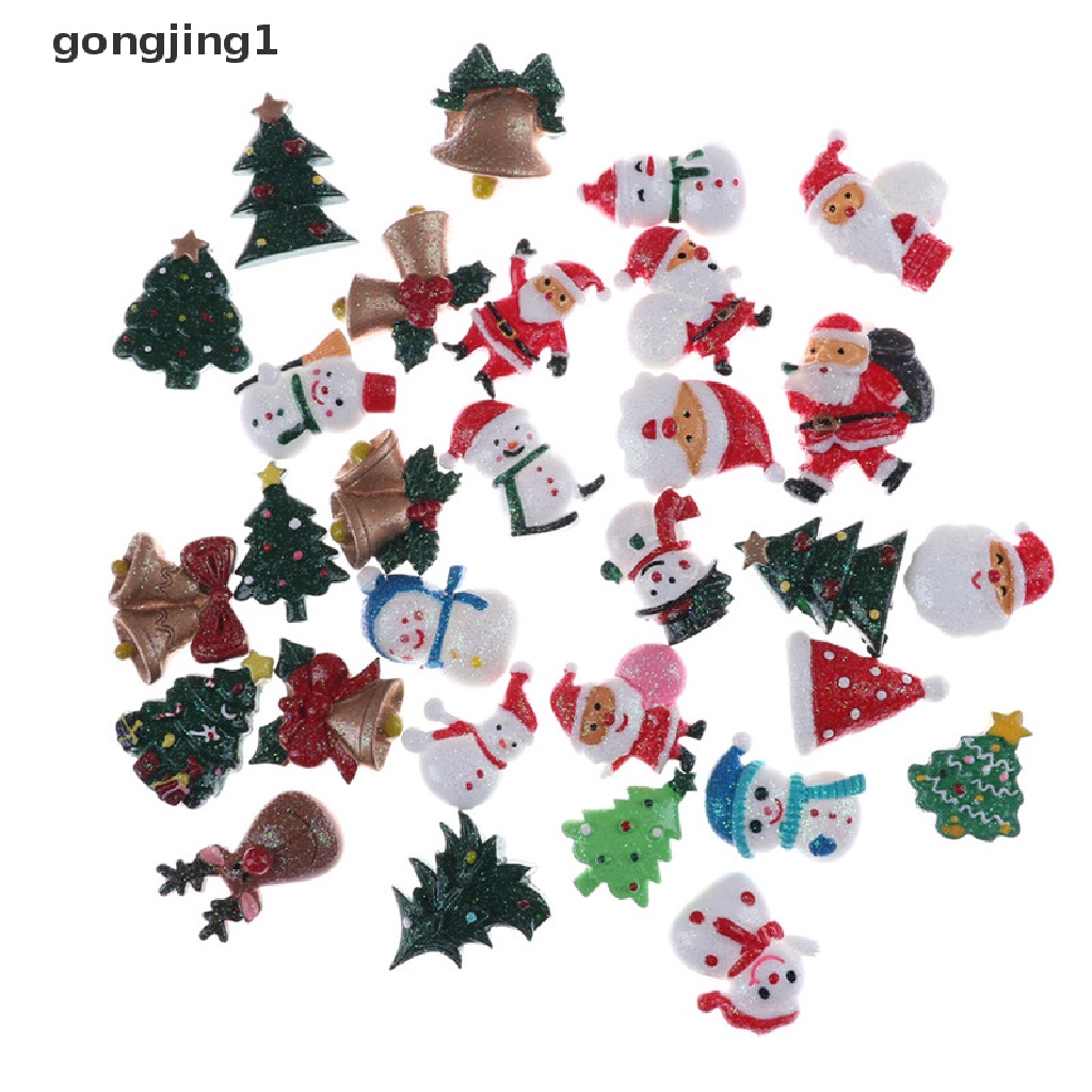 Ggg 10pcs Rumah Boneka Dekorasi Natal Snowman Pohon Diy Mini Dekorasi Jepit Rambut Craft Phone Decor ID