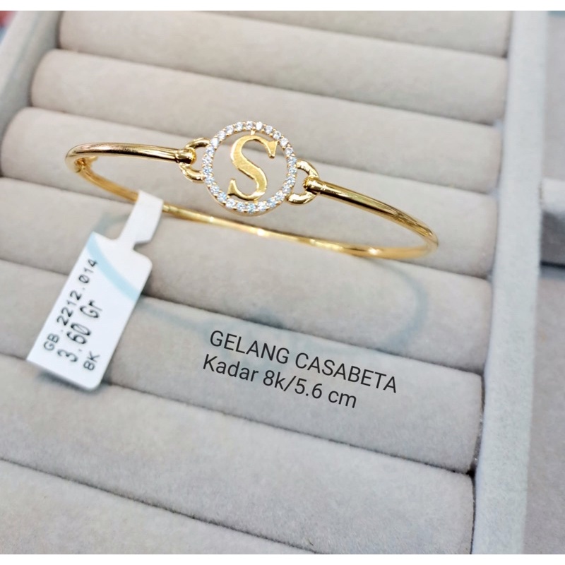 Gelang oval bangle casabeta huruf kadar 375 elegan