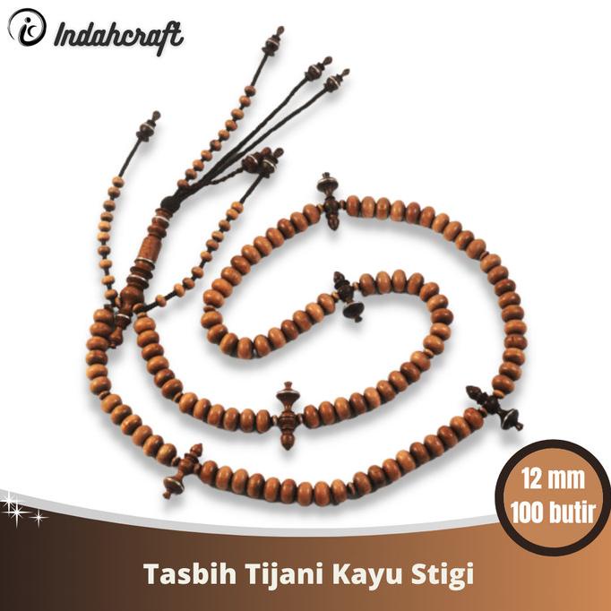 Tasbih Tijani Kayu Stigi Asli Model Pipih
