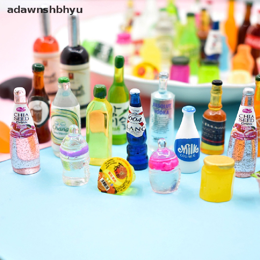 Adawnshbhyu 10/20PCS Miniatur Minuman Campur Botol Anggur Coke Mini Aksesoris Rumah Boneka ID