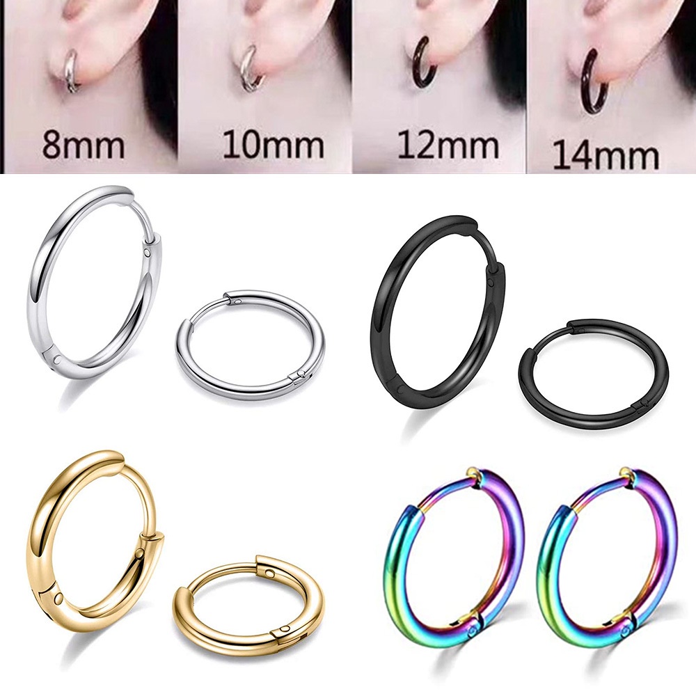 Anting Tindik Lingkaran Kecil Korea Anting Tindik Emas Perak Hoop Earrings Ear Buckle Perhiasan Aksesoris