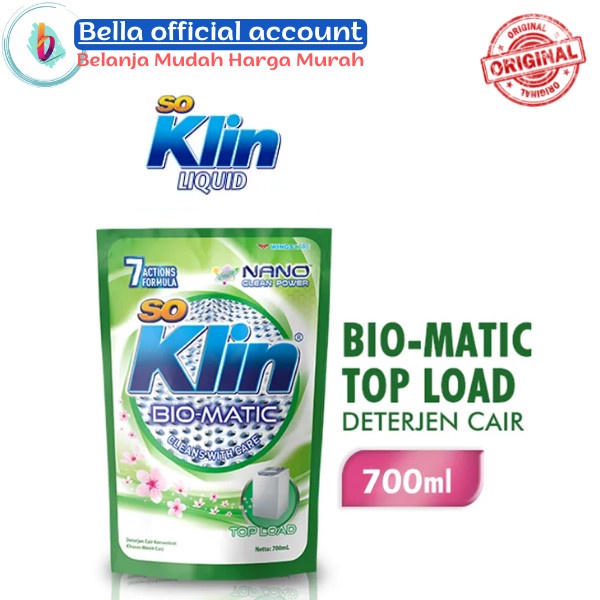 SO KLIN BioMatic Liquid Detergent Front Load - Top Load 700 ml - Cair Top Load, 700 ML
