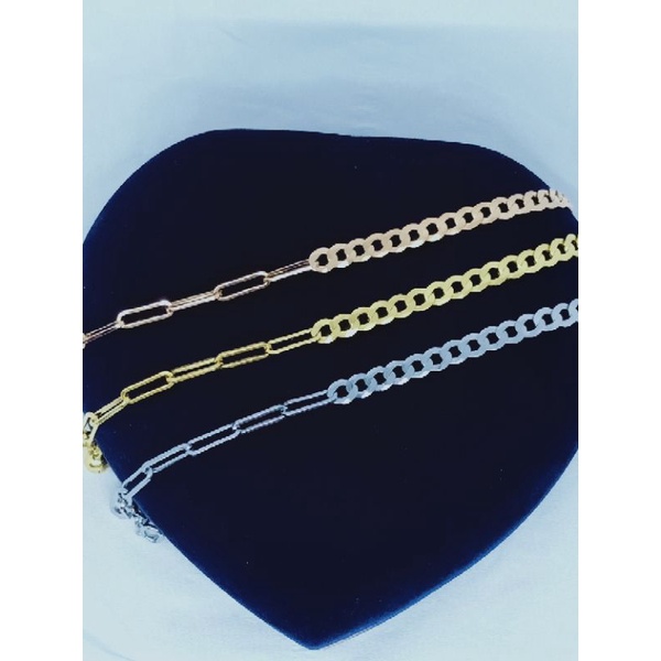 gelang rantai paperclip kombinasi sn +1 bel / gelang perak asli silver 925 lapis emas/ gelang fashion wanita terbaru