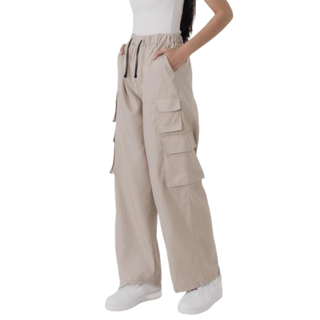 VHELO MULTI POCKET CARGO PANTS | CELANA LOOSE WANITA BOYFRIEND (IC)