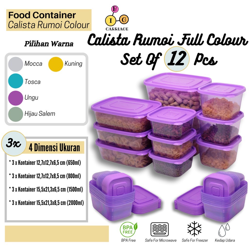 [1.000gr] LT - [ RUMOI ] NEW TERBARU CALISTA OTARU RUMOI 1 SET 12PC Sealware AIRTIGHT toples makanan kotak set premium FOOD KONTAINER KULKAS CONTAINER