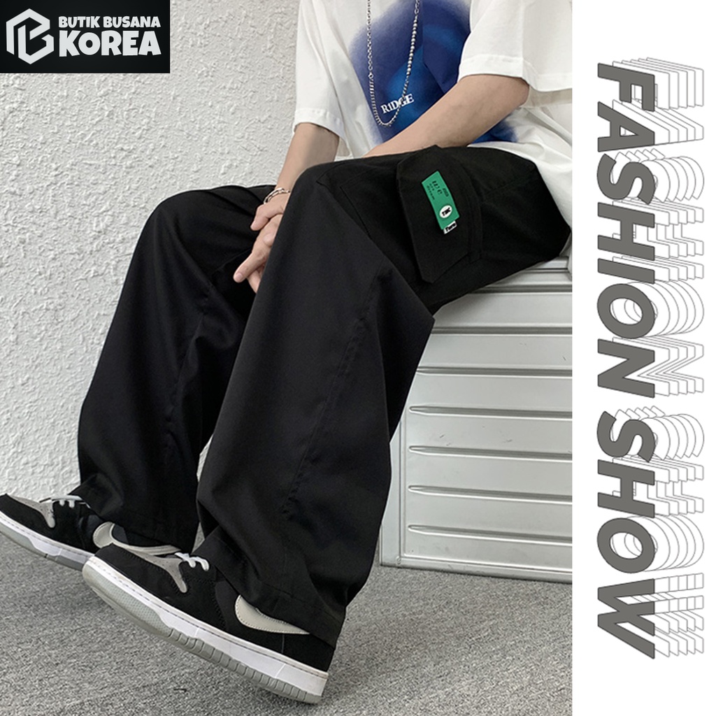 celana cargo panjang pria longgar straight pants celana korean style pria celana banyak kantong pria tebal premium celana kargo