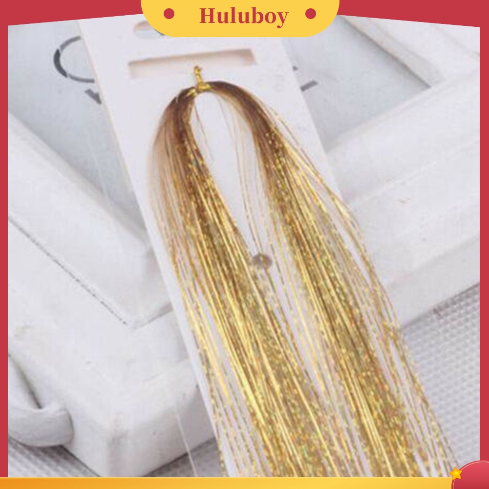 Wig Rambut Extension Model Panjang Lurus Tahan Panas Aksen Glitter