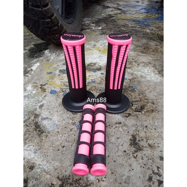 Promo Handgrip Domino Garis Sisik Pink+ Karet Handle rem Motor Nmax Aerox Beat Vario Scoopy fino Xeon Dll Universal Variasi motor