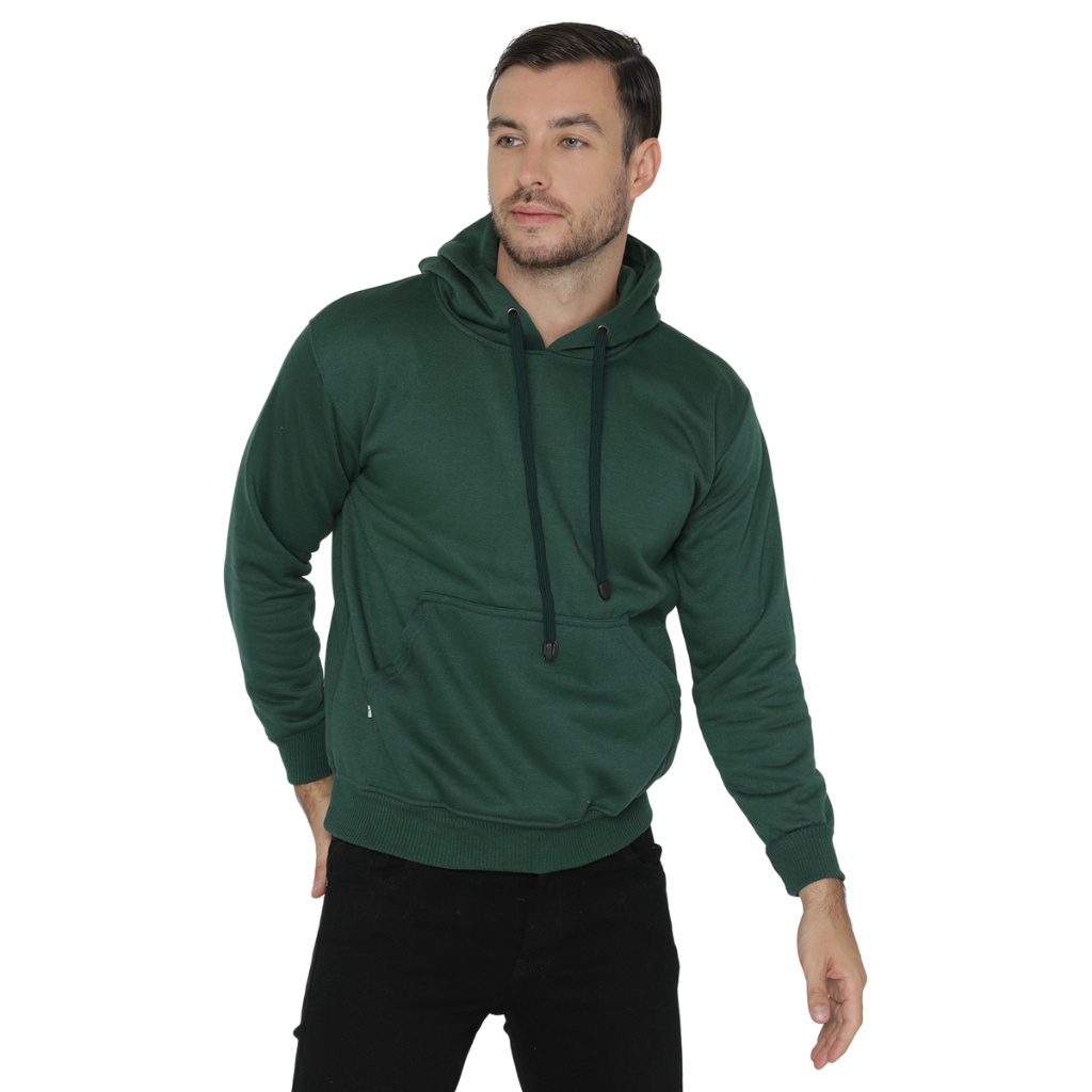Hoodie Jumper Hijau Botol Polos Pria Wanita