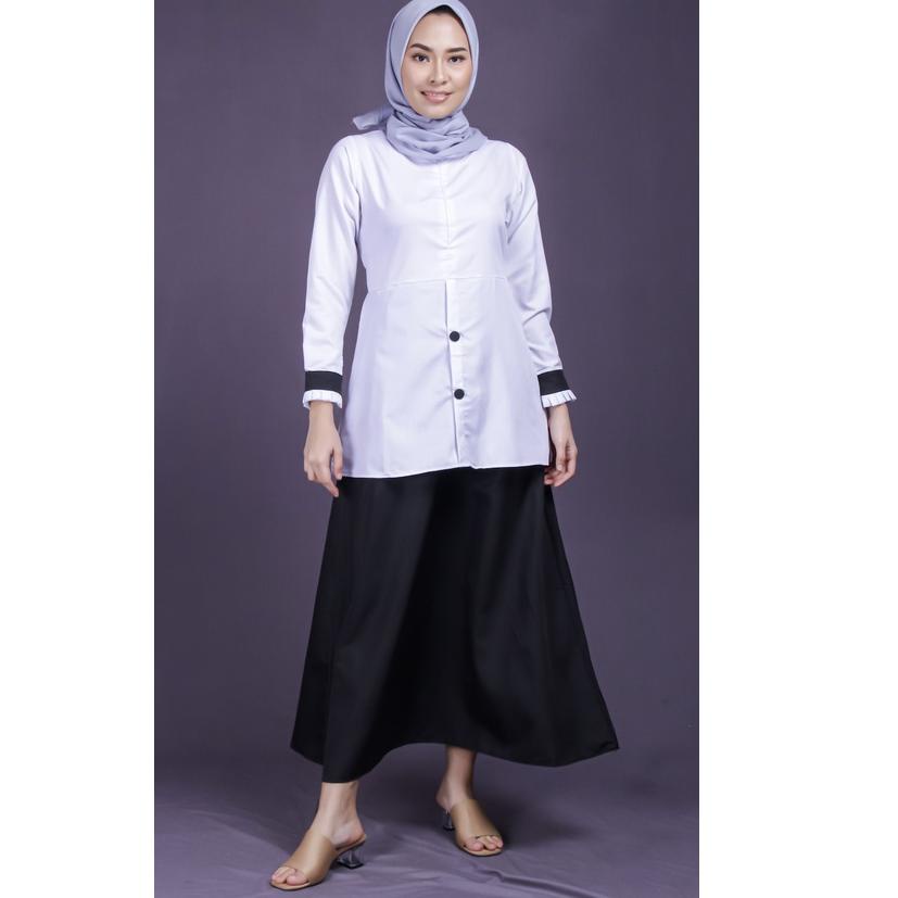 Baju Gamis syari putih hitam dress Dinas seragam kerja Murah polos remajabusui guru pns [GHC.10De22ᵞ