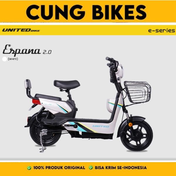 Sepeda Listrik Espana by United Bike Electric Bike, keyless, Keranjang besi bergaransi resmi