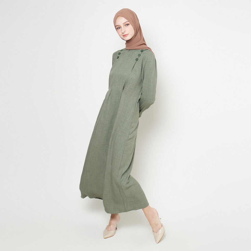 XALOXA VALEEQA DRESS | Dress Maxi Wanita Bahan KIRANA CRINGKLE | Size Reguler