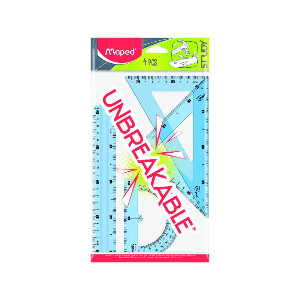 

School Set Unbreakable Ruler Maped Study DRAF 981705 Paket Penggaris isi 4