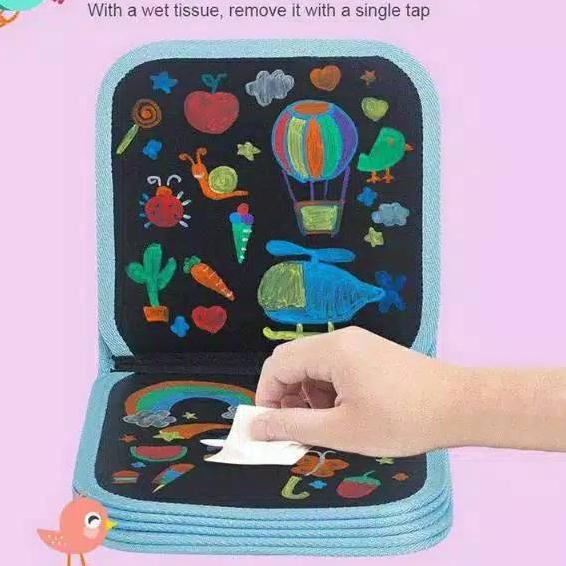 

Hot Sale!! (Pimenova) buku gambar portable / magic book / black book portable 14 halaman 12 spidol ~