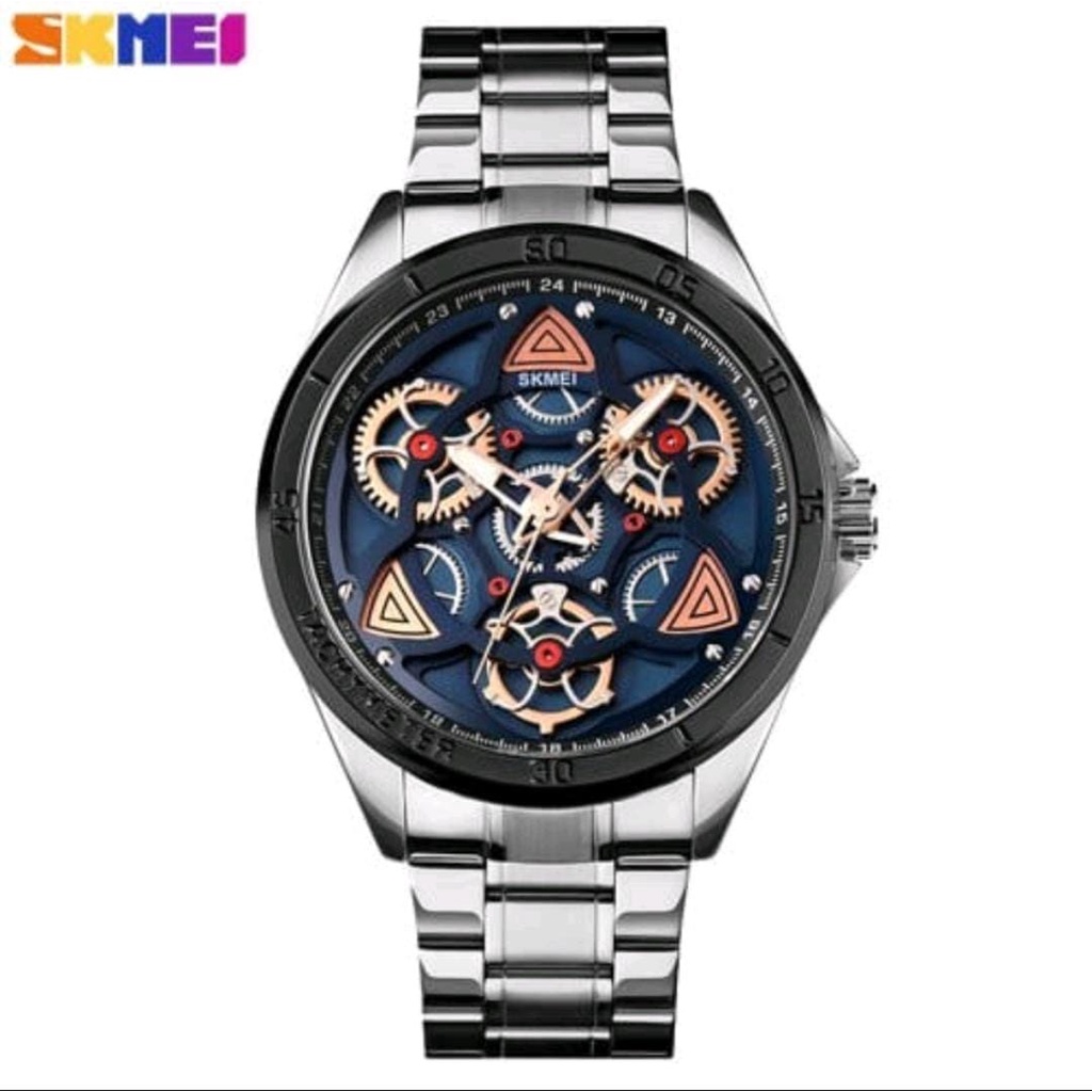 Jam Tangan Pria SKMEI 1678 Automatic Original Anti Air / Jam Tangan SKMEI 1678 Luxury Watch Men Quartz Stainless Steel 360° Rotating Gear Hollow