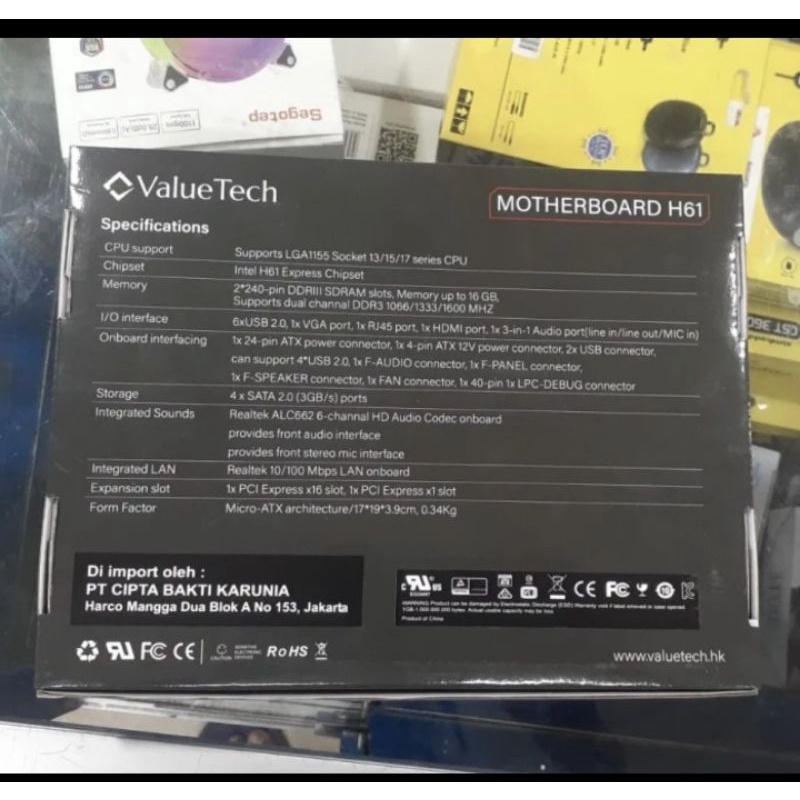 MOTHERBOARD VALUETECH H61 LGA 1155
