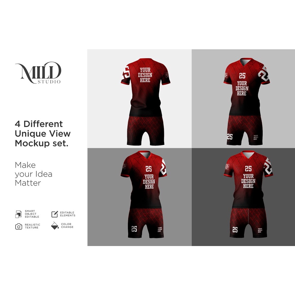 Set of Soccer Kit Jersey Mockup