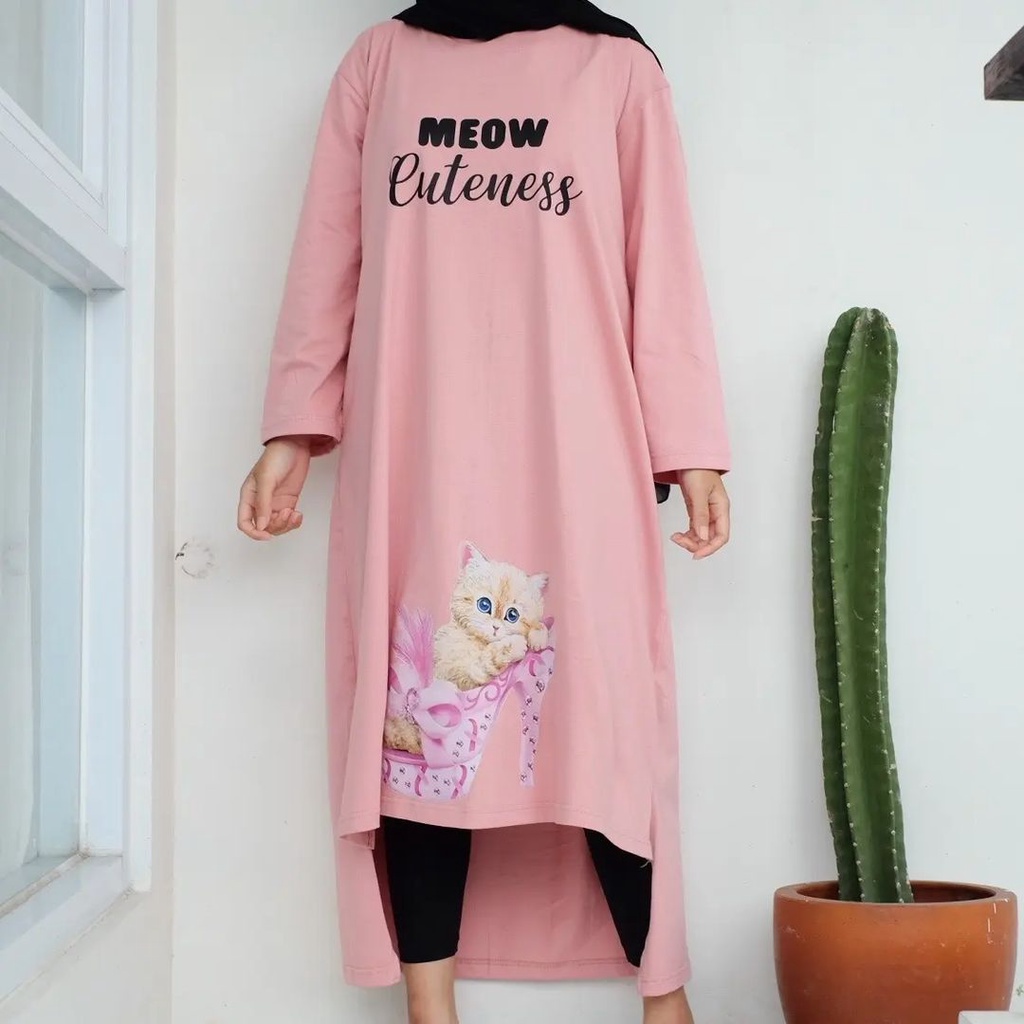 MEOW MIDI DRESS BAHAN KAOS KATUN COMBED 24s MOTIF POLOS APLIKASI SABLON UKURAN M L XL XXL LD 100  - 120 CM MIDI DRESS WANITA TERBARU 2023 KEKINIAN GAMIS MIDI DRESS PREMIUM LONG TUNIK JUMBO BAJU KAOS OVERSIZE LENGAN PANJANG