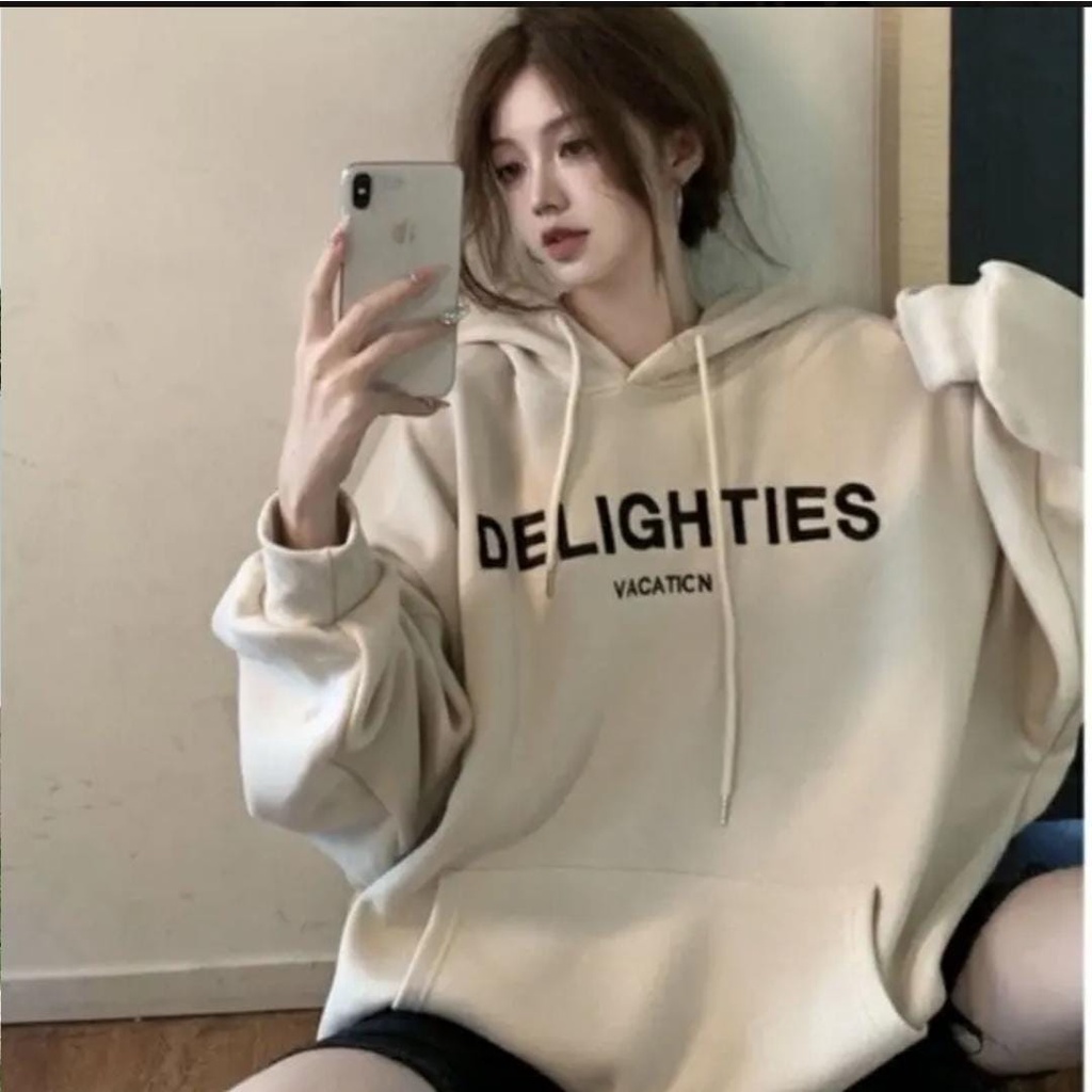 HOODIE UNISEX OVERSIZE DELIGHTIES VACATION /// JUMPER UNISEX KOREAN SYLE PREMIUM FLEECE TEBAL KEKINIAN TERBARU*