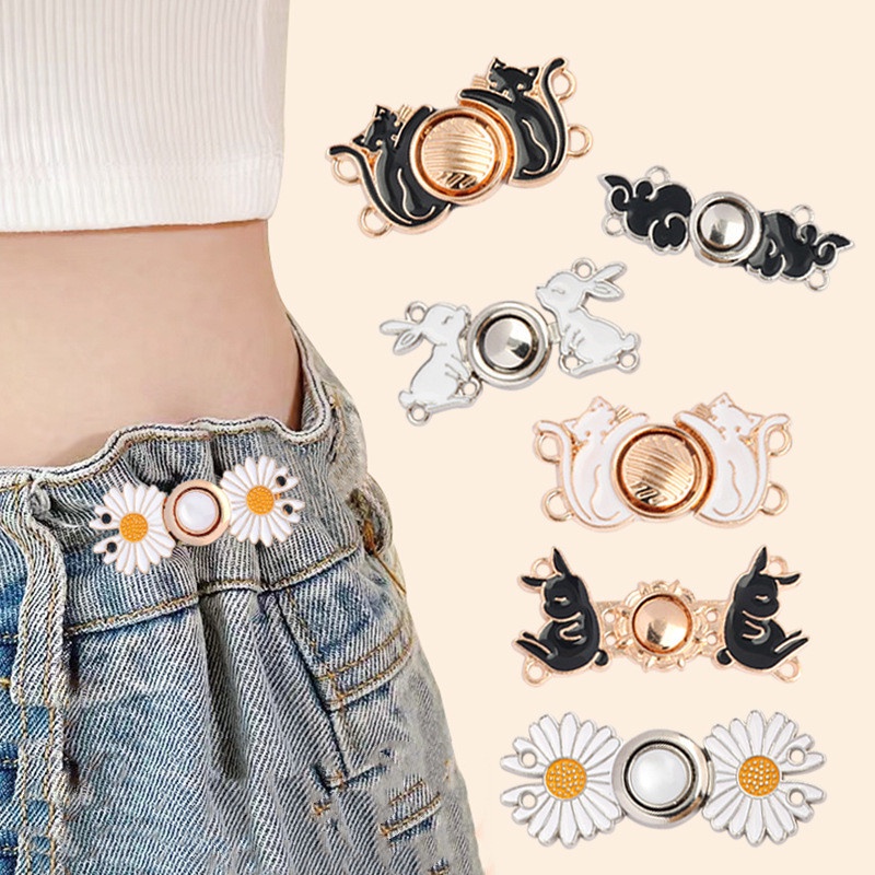 Trendy Retro Adjustable Jeans Waist Button Jeans Waist Buckle Penutup Pinggang Invisible Snap Button Detachable Button Aksesoris Kancing Jeans Logam Bebas Jahitan Kancing