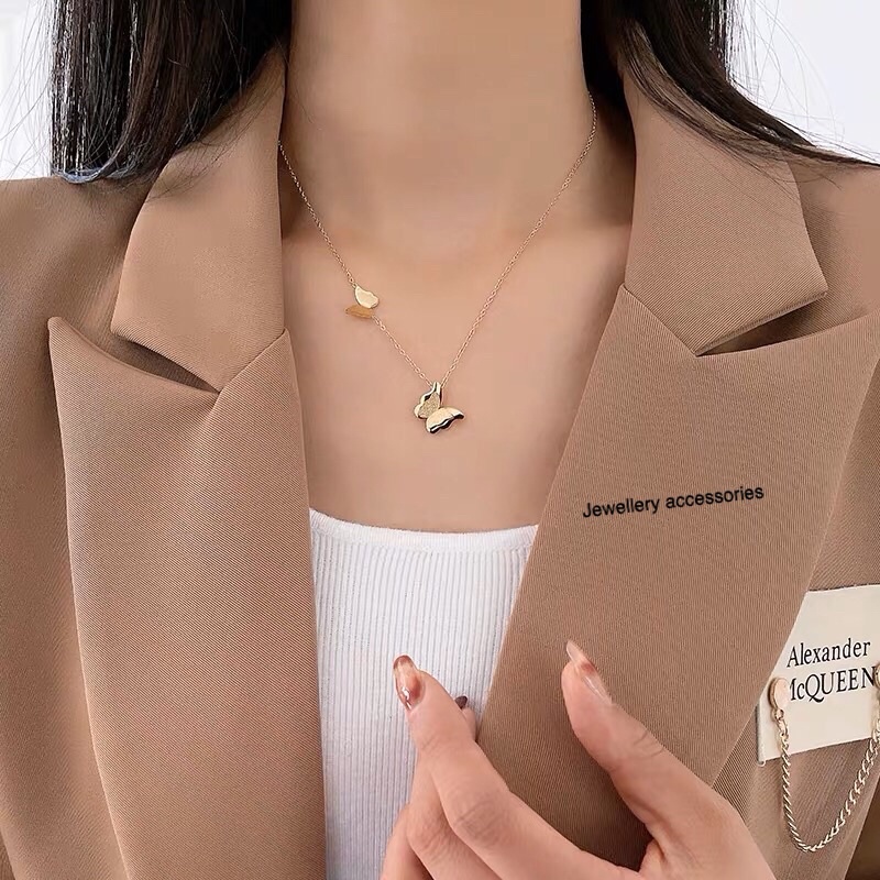 Kalung Titanium Kupu Kupu Elegan Simple Mewah Korea Fashion Style