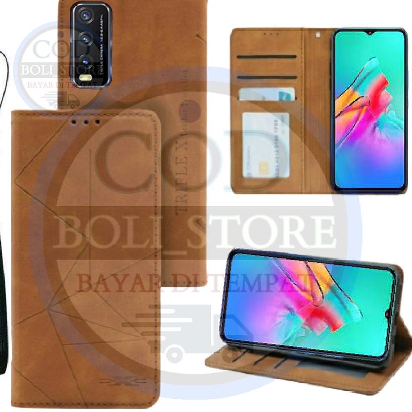 Promo Terbaru VIVO Y20/Y12S/Y12i/Y20S Flip Case Flip Motif Dompet Casing HP Flip Motif Wallet Leathe