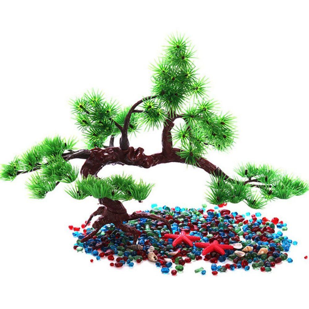 [Elegan] Selamat Datang Pinus Dapat Dilepas Plastik Buatan Dekorasi Aquarium Simulasi Tanaman Taman Rumah