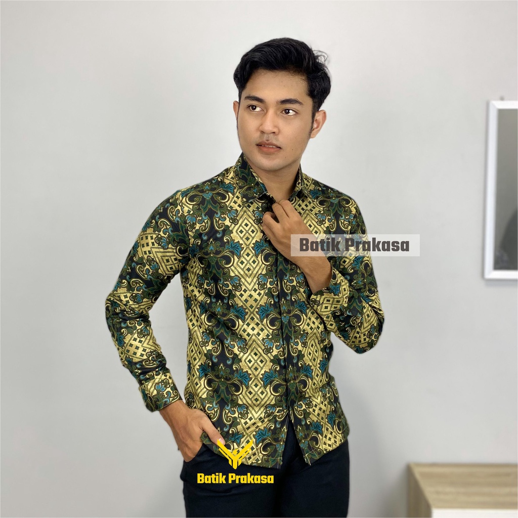 Kemeja Batik Pria Prakasa Motif Balakosa Slimfit Lengan Panjang Batik Solo