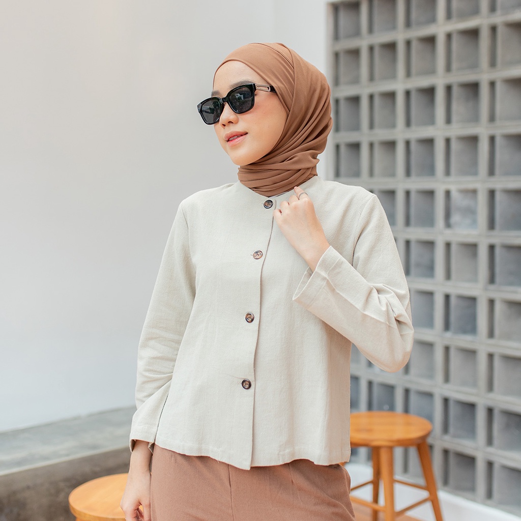 Grace Vintage Blazer | Blazer Vintage Blazer Casual Berbahan Linen dengan kancing [YEPPUOUTFIT]