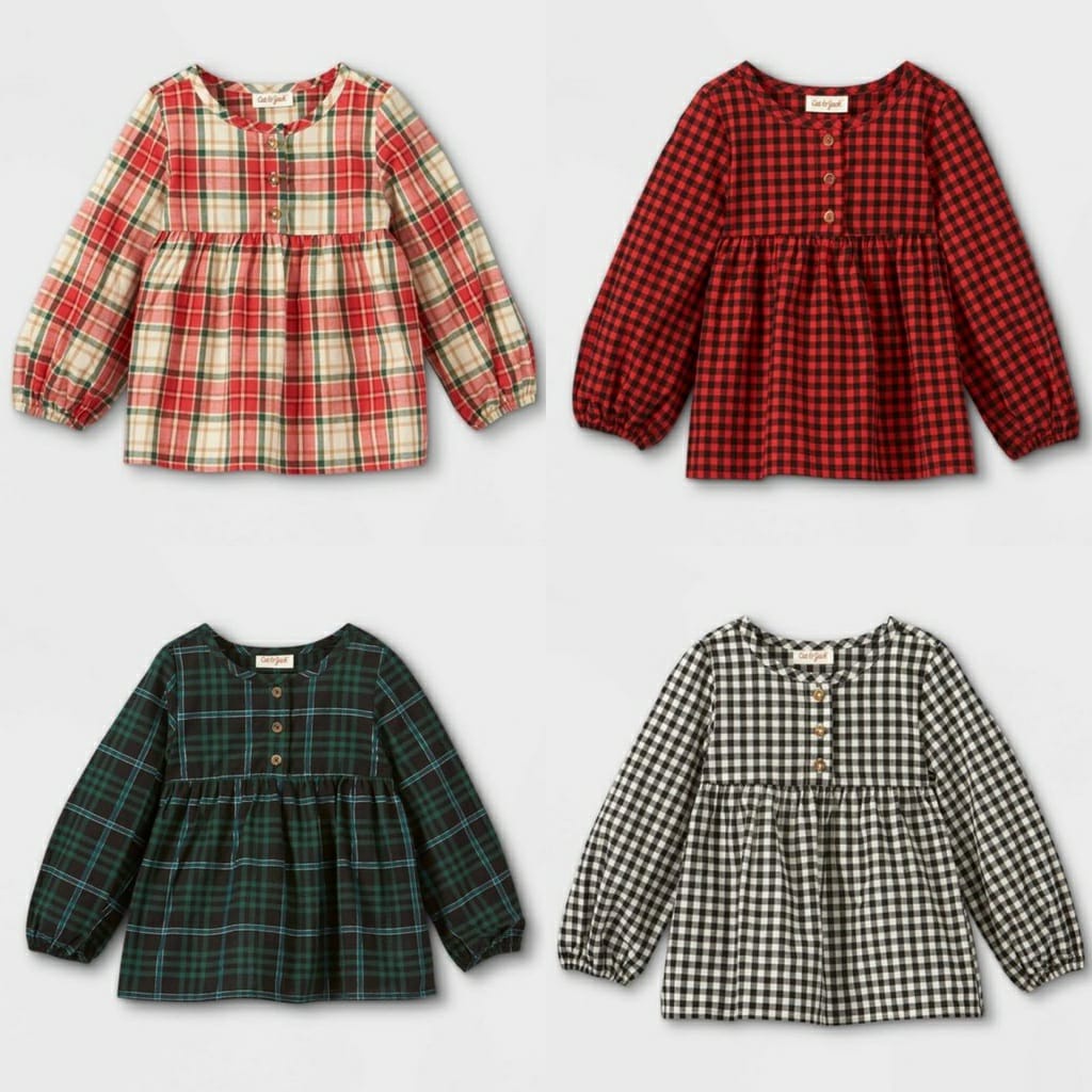 Atasan Tunik  Anak Perempuan Cewek 12 Bulan - 5 Tahun Motif Kotak Kotak Branded CNJKSP022