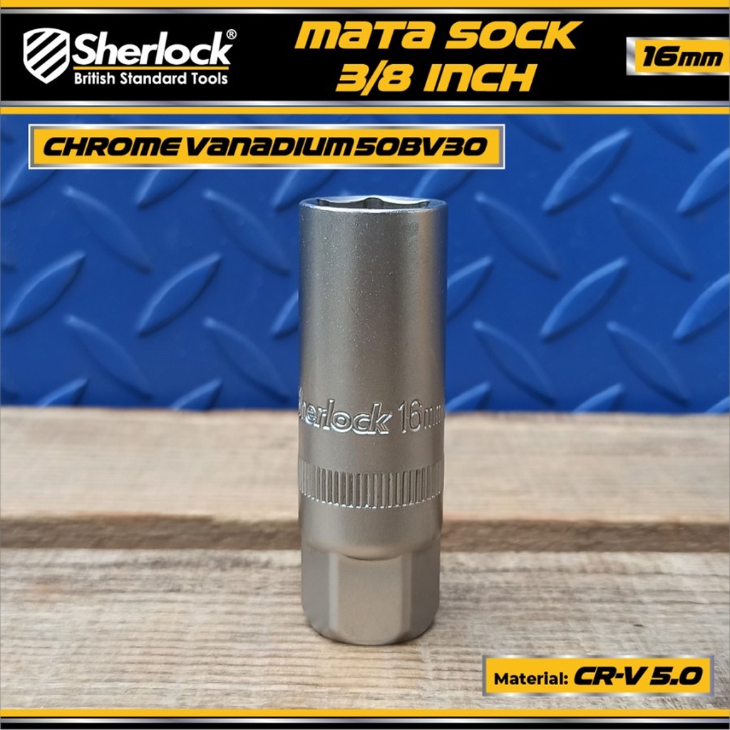 Mata Sock Kunci Busi 3/8 &quot; Drive x 16 mm Sherlock Spark Plug Socket