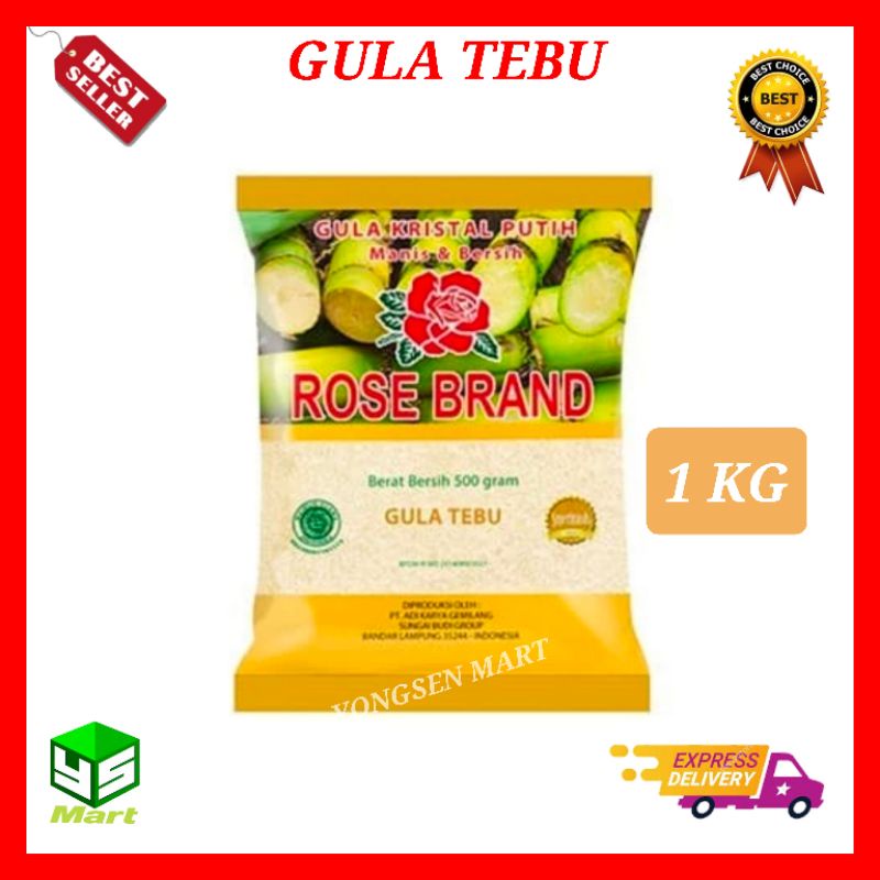 

Gula pasir Rose Brand gula tebu kristal kuning 1 KG