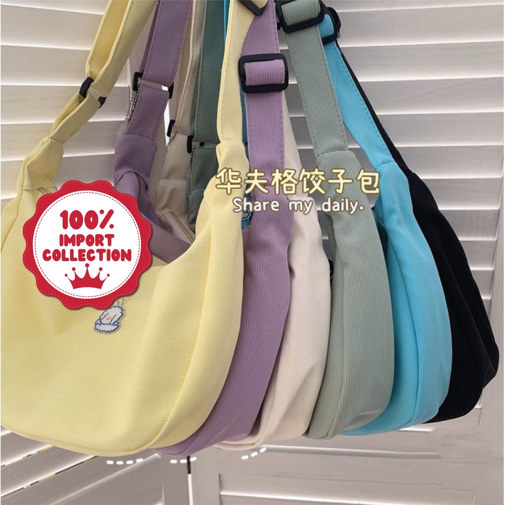 CRUSH Tas Selempang  Tas Bahu Polos Sling bag Shoulderbag Wanita Remaja OOTD Sekolah kuliah Fashion Cute Korean Canvas Lucu Wanita Style Chikoisme