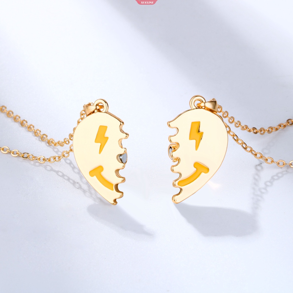 2pcs/set Cinta smiley Pasangan Kalung Pria Dan Wanita magnet Hadiah Hari Valentine [ZXL]