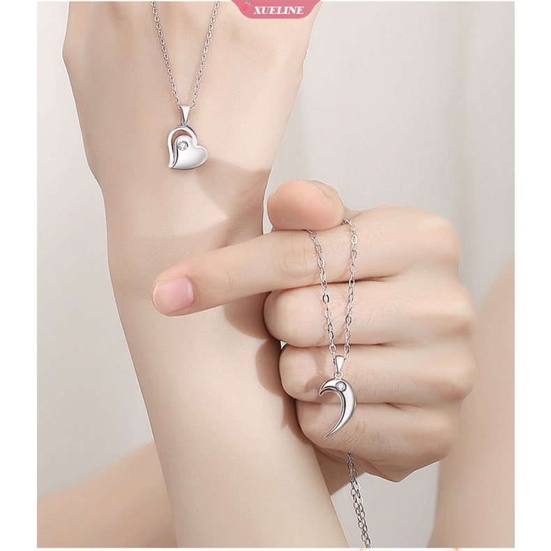 1pasang fashion glossy Cinta Pasangan Kalung I love you sucker necklace Desain niche Sederhana Kalung Hari Valentine [ZXL]