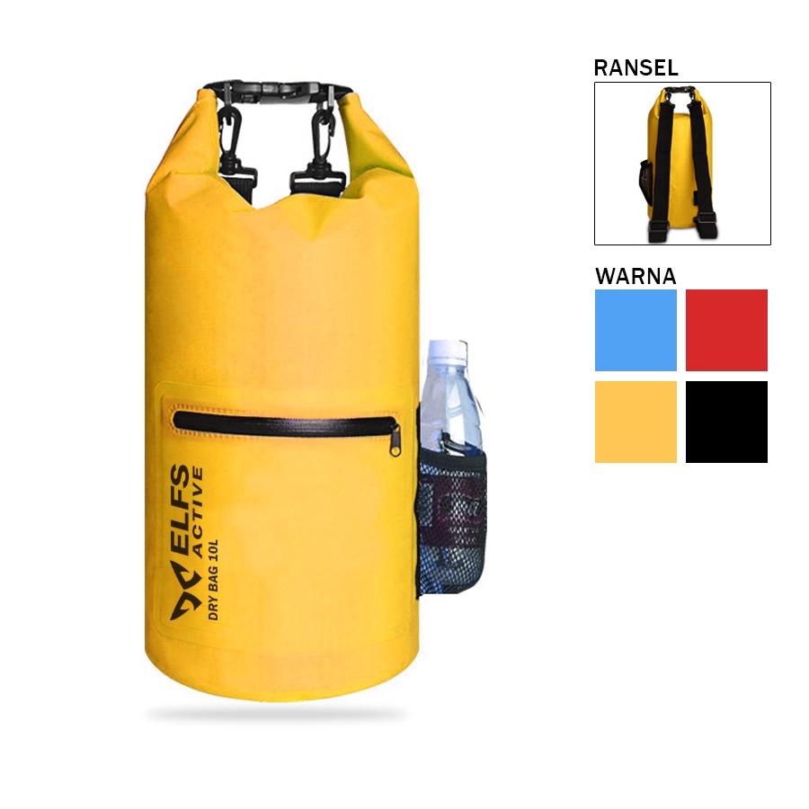 ELFS ACTIVE 100% Waterproof Dry Bag Backpack 10 Liter Tas Ransel 10L Anti Air 100%