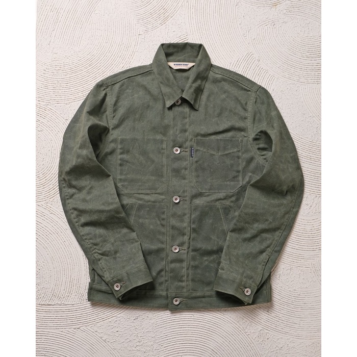 {FashionStore} Wingman Denim  Waxed Jacket - Sage Green - M Limited