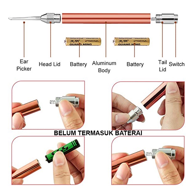 Ear Cleaning Tool 8 Pcs LED Korek Kuping Earwax Cleaner