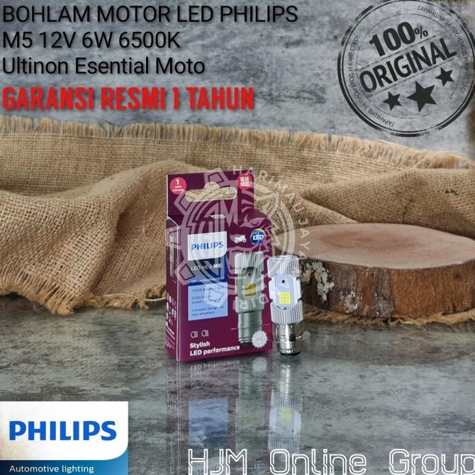 Bohlam Lampu Depan Motor Led M5 H6 12V Kaki 1 Putih Philips Original