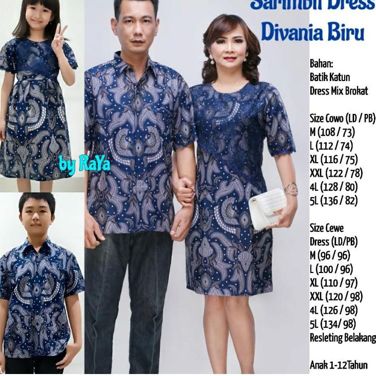 Sarimbit Couple Brokat Dress Seragam Batik Natal DIVANIA Baju Anak Perempuan Kemeja Jumbo XXXL Warna