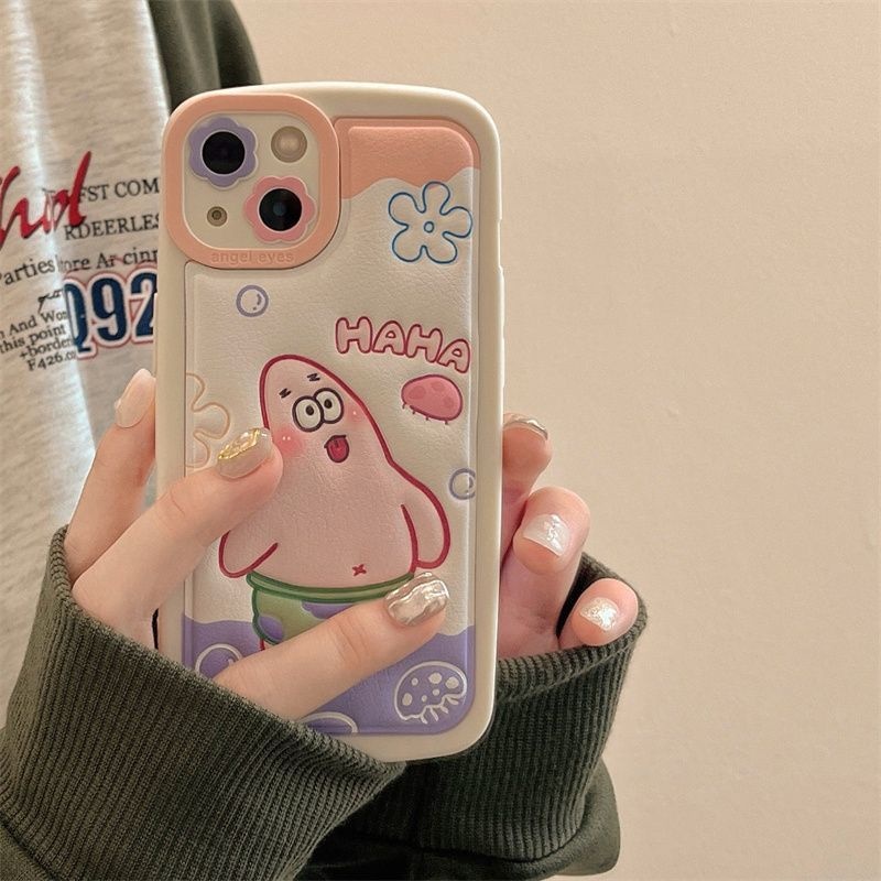 IPHONE Casing Ponsel Desain Print Ikan Jelly Kartun Spons Bayi Kompatibel Dengan Iphone12 13 14 11 Pro Max Rtfdg