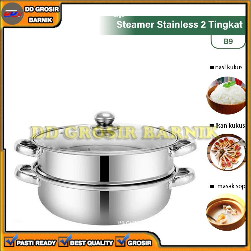 [DGB] PANCI KUKUS STEAMER 2 TINGKAT SUSUN STAINLESS STEEL SOMAY BAKPAO