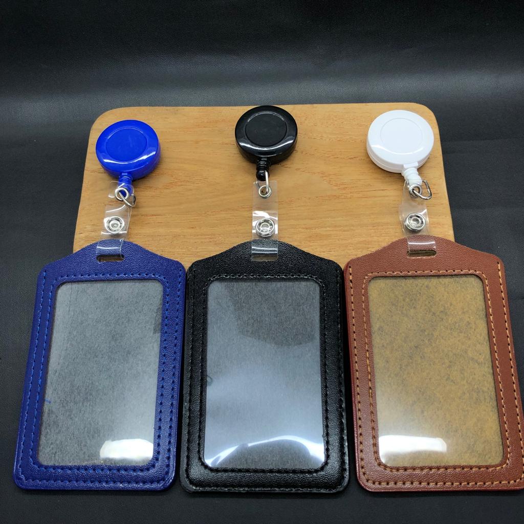 Jual GANTUNGAN YOYO ID CARD KULIT SINTESIS/ID CARD HOLDER KULIT PU ...