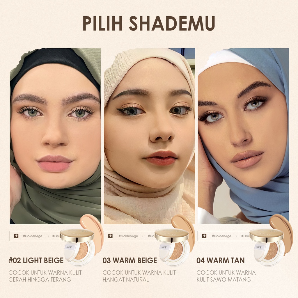 Focallure #GoldenAge Poreless BB Cushion Full Coverage Waterproof Long-Lasting Matte Effect Soft Smooth Lightweight Non-Stick Non-Cakey