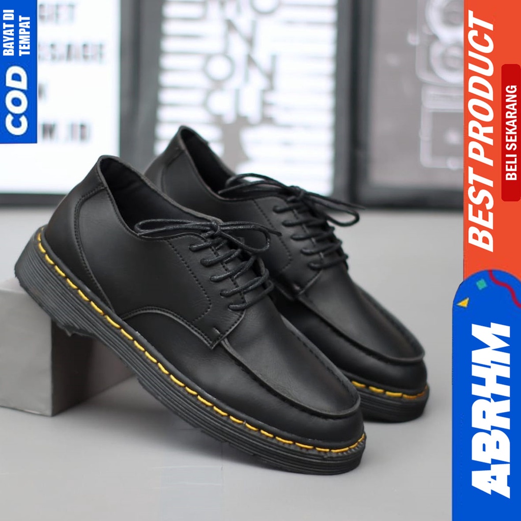 Sepatu Pantofel Formal Docmart Low Boots Kerja Pria Hitam Abrhm Oliver