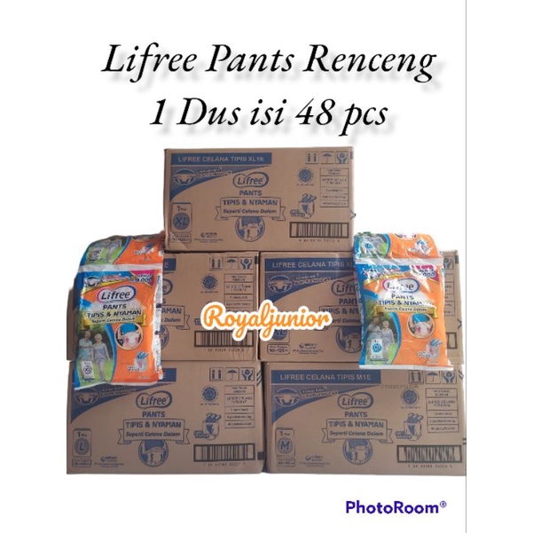 KARTON LIFREE POPOK CELANA DEWASA RENCENGAN 1 KARTON/DUS isi 48 pcs Ukuran M L XL XXL