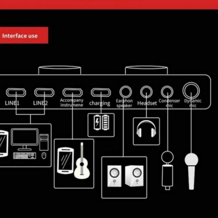 Terlaris Sound Card V8 Bluetooth sound card V8 Singing Live Sound Card Mixer External Audio Micropho