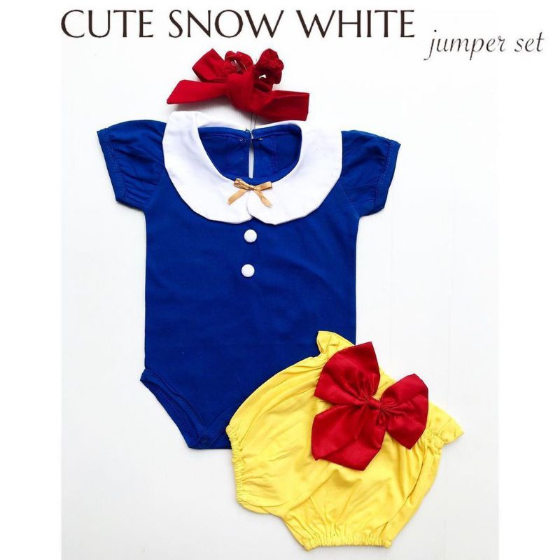 [0-12 bulan] SET JUMPER BAYI CEWEK 0-12 BULAN SNOW WHITE / SET JUMPER CELANA BLOOMERS BANDANA BAYI PEREMPUAN LUCU
