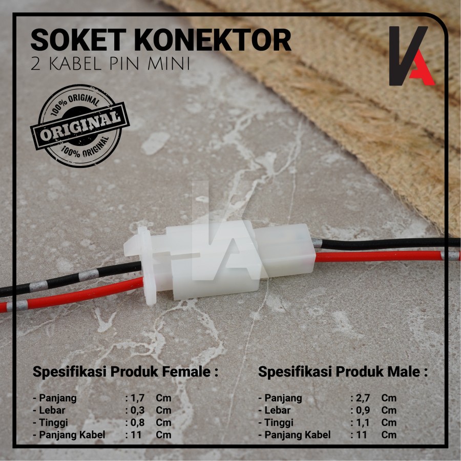 Soket Sambung 2 Pin Kecil / Mini Socket Kabel Konektor Mobil Motor (1 Set)