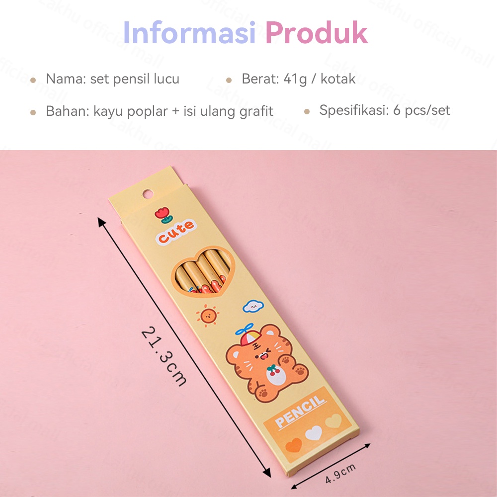 JCHO 6pcs Set pensil Alat Tulis / Stationery Set